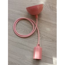 E27 FRANSIZ PEMBE RENK DUY  KILIFLI 1 METRE KUMAŞ KABLOLU TAVAN KANCA ROZANSLI SARKIT TESİSAT